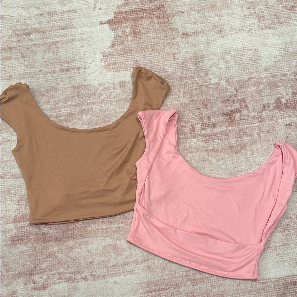 Stylish Pink and Tan Women's Tops